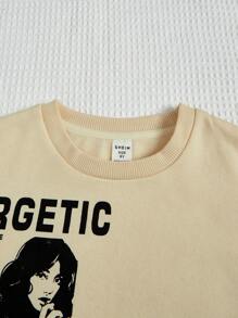 Sudadera De Cuello Redondo De Manga Larga De Punto Para Niñas