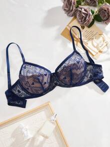 Sujetador de encaje, lencería para mujer - azul real - Ver 1