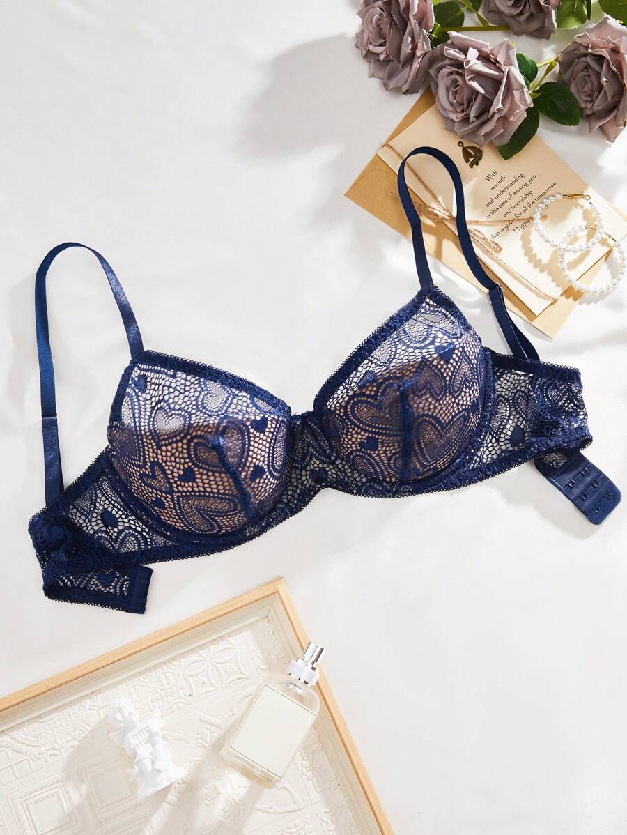 Sujetador de encaje, lencería para mujer - azul real - Ver 1