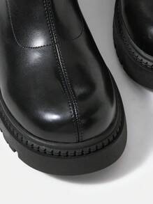 Two Tone Knee High Chunky Heeled Boots