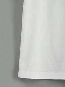 SHEIN Maglietta a manica corta tinta unita, 100% cotone - Bianco - Visualizzare 3