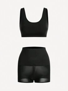 Shapelle Forme Women's Crop Top & Skirt & Body Shaper Set