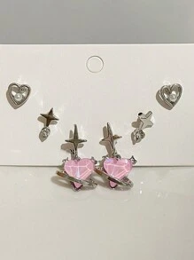 ROMWE Kawaii 1 bộ Màu hồng Hoa tai Bộ - Nhiều màu - Xem 2