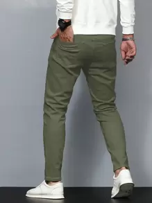 Manfinity Homme Nam Màu thuần Thon gọn Quần jean - xanh quân đội - Xem 2