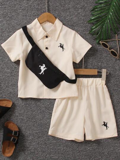 SHEIN 少年短袖襯衫、短褲和包套裝