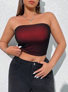 SHEIN EZwear Áo ống Ombre cỡ lớn cho nữ, Ngày lễ tình nhân - Đỏ - Xem 1