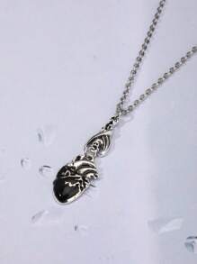 ROMWE Goth Hình trái tim Vòng cổ mặt dây chuyền - Bạc - Xem 3