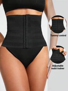 SHAPORA 1入實心鉤眼腰部訓練帶 - 黑色 - 查看 1