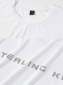 Manfinity Sport Corelite Men'S Letter Print Short Sleeve Athletic T-Shirt Workout Tops