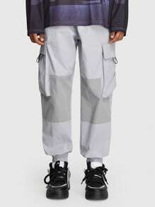 ROMWE MEN Street Life Men'S Cargo Style Sporty Tapered Pants With Pockets - Grey - View 1
