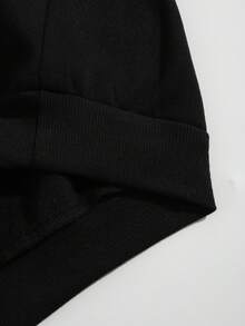 SHEIN EZwear 印花連帽休閒運動衫 - 黑色 - 查看 4