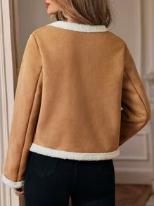 SHEIN Frenchy Chaqueta Corta De Forro Polar Integrado - Marrón - Ver 2