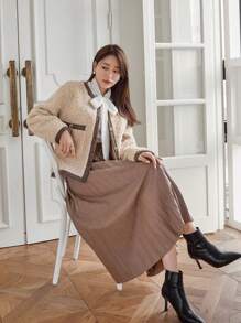 DAZY Women'S Color Block Plush Jacket