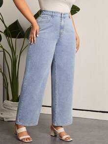 SHEIN LUNE Vaqueros Rectos De Talla Grande - Lavado ligero - Ver 5