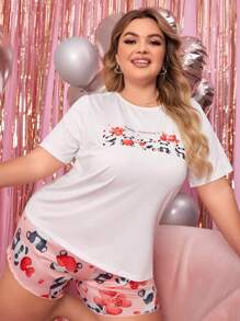 Plus Size Mother & Daughter Matching Pajama Set With Slogan Print - Multicolor - View 6