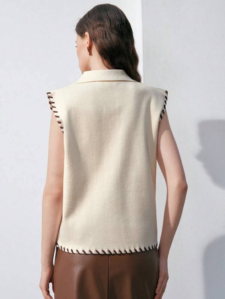 Contrast Trim Sweater Vest