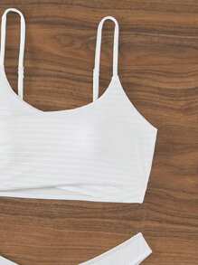 SHEIN Swim Effen kleur hoog uitgesneden bikiniset tweedelige set zomerstrand