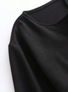 SHEIN LUNE Plus Size Women's Patchwork Fringe Long Sleeve Coat Fall Cloth For Women - Black - View 5