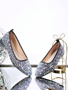 女性閃爍尖頭平底鞋,新品秋季款式,舒適柔軟老人鞋 - 彩色 - 查看 4