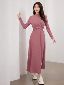 Mulvari Thư được vá Tay áo dài Đầm - Bụi hồng - Xem 4