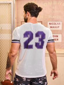 Manfinity Running Boyfriend Style Men'S Monogram Mesh Sports T-Shirt Workout Tops