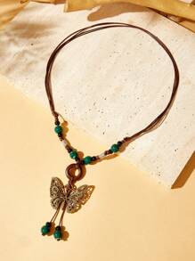 SHEIN VCAY 1pc Vacation Style Fashionable Personalized Necklace - Bronze - View 2