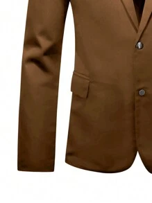Manfinity Mode Solid Color Men'S Suit Set - Coffee Brown - View 3