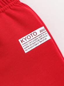 SHEIN Baby Boys' Letter Print Round Neck Sweater And Pants Two Piece Set - Burgundy - View 6