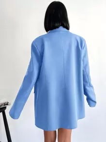 SHEIN Cottnline Lapel Double-breasted Loose Fit Suit Jacket - Baby Blue - View 2