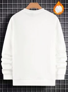 Manfinity Homme Áo nỉ cổ tròn in hình trái tim cho nam giới Loose Fit - trắng - Xem 2