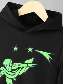 SHEIN Young Boy Cartoon Printed Sweatshirt Jumpsuit For Leisure - Black - View 3