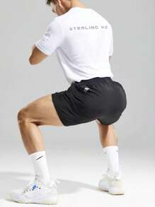 Manfinity Sport Corelite Men'S Letter Print Short Sleeve Athletic T-Shirt Workout Tops