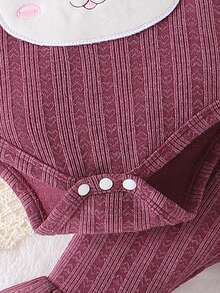 Baby Girls' Headband & Deer Printed Romper And Pants Set - Purple - View 3