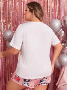 Plus Size Mother & Daughter Matching Pajama Set With Slogan Print - Multicolor - View 3