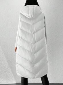 SHEIN Cottnline Women's Hooded Puffer Vest Coat - White - View 2