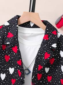 SHEIN Tween Boy Heart Print Shirt