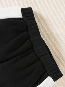 嬰兒男童時尚字母印花連帽上衣和運動長褲套裝,適用於春、秋和冬季 - 黑與白 - 查看 6