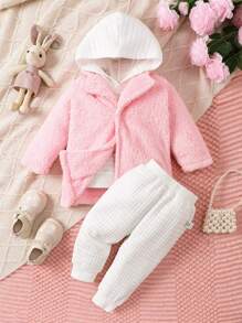 Baby Girls' Long Sleeve Hoodie And Teddy Coat Set - Multicolor - View 3