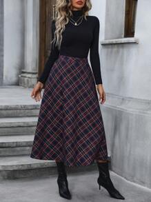 SHEIN Frenchy 格子裙 - 藏蓝色 - 查看 4