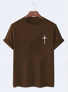 Men Graphic Print Tee - Coffee Brown - View 3