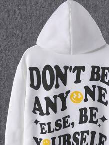 SHEIN Teen Boys' Casual Hoodie With Printed Design And Sweatpants, Comfortable And Versatile Outfit - Grey - View 3