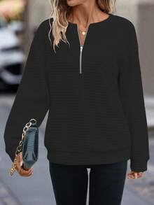 SHEIN LUNE Tay áo dài Giải trí Áo nỉ - màu đen - Xem 4