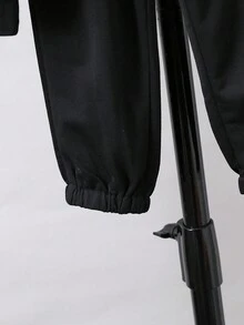 男童字母与熊印花连帽衫和裤子套装 - 黑色 - 查看 6