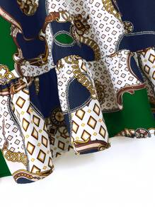 SHEIN Clasi 大尺寸鏈條印花長袖連身裙 - 彩色 - 查看 3