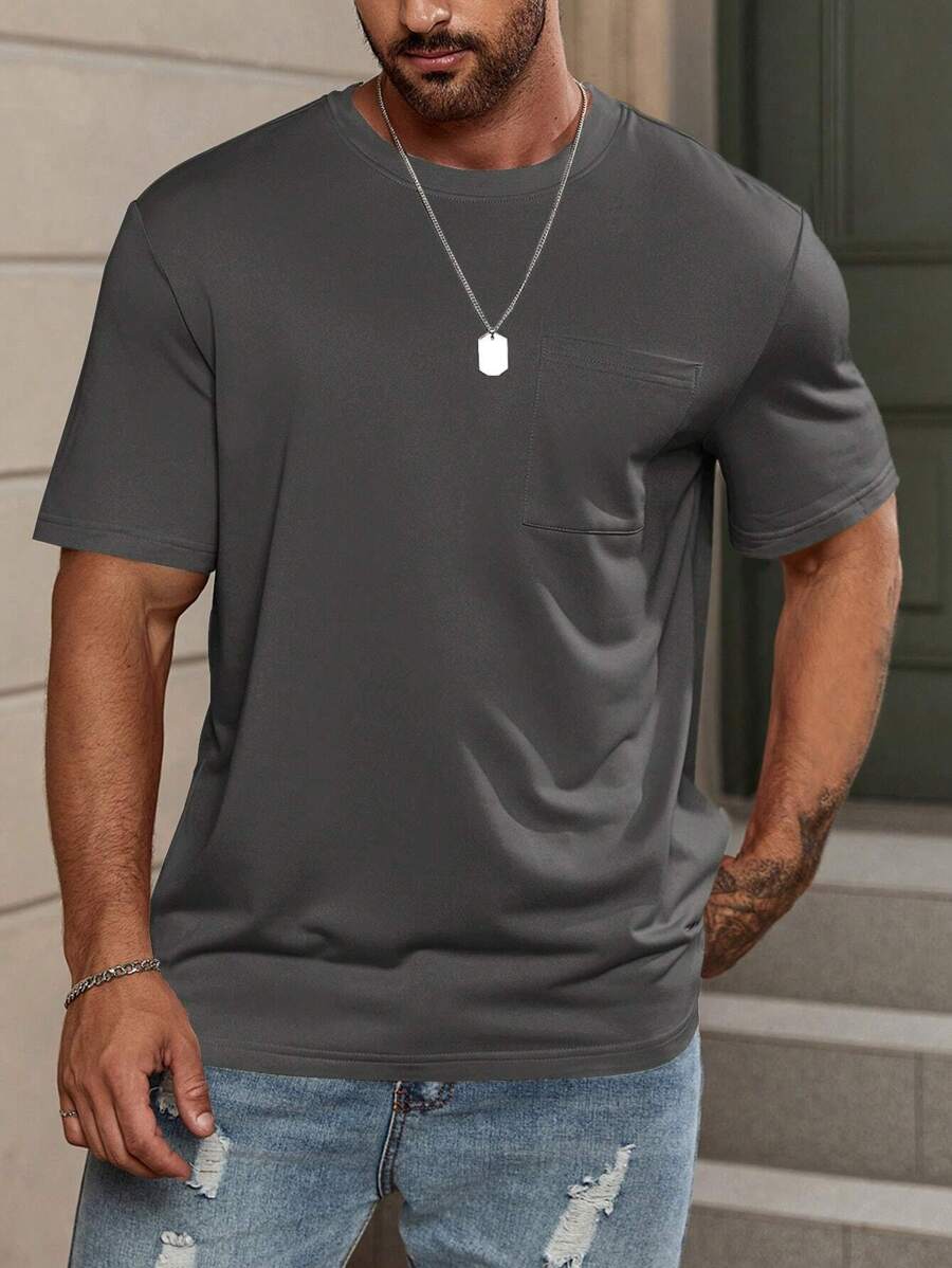 Manfinity Homme Nam Ngắn tay Áo thun - Màu xám đen - Xem 1