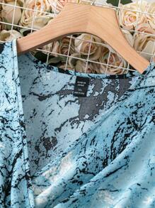 SHEIN LUNE Plus Size Women'S Tie Dye Belted Dress - Baby Blue - View 5