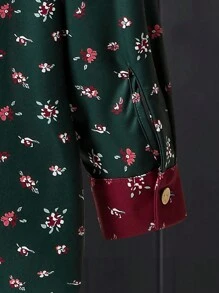 EMERY ROSE Plus Size Women'S Floral Print Raglan Sleeve Long Shirt - Multicolor - View 5