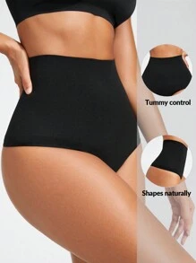 SHAPORA 女性高腰塑身丁字褲 - 黑色 - 查看 1