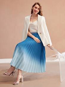 MOTF PREMIUM WOVEN WOMEN'S OMBRE PLEATED SKIRT,SUMMER OUTFITS