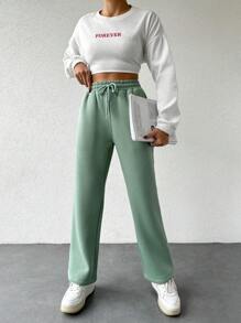 EURMUSE Women'S Drawstring Waist Sweatpants - Mint Green - View 3